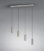 Immagine di Sospensione Isola Cucina 4 Luci Cilindri Nichel GU10 Marley Trio Lighting