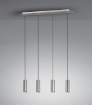Immagine di Sospensione Isola Cucina 4 Luci Cilindri Nichel GU10 Marley Trio Lighting
