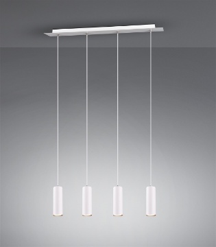 Immagine di Lampadario Cilindri Bianchi Per Isola Cucina Marley 4 Luci Trio Lighting
