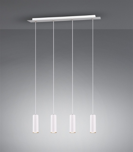 Immagine di Lampadario Cilindri Bianchi Per Isola Cucina Marley 4 Luci Trio Lighting