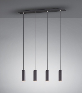 Immagine di Sospensione Cilindri Pendenti Per Tavolo Penisola Marley Nero Trio Lighting
