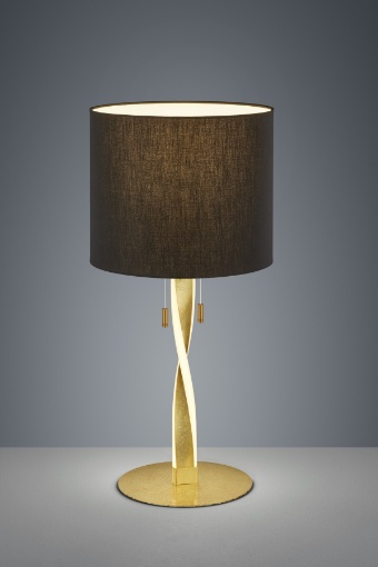 Immagine di Lumetto Moderno Nandor Oro Tessuto Nero Doppia Accensione Trio Lighting