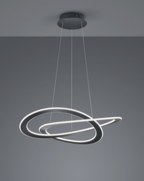 Immagine di Sospensione Moderna 2 Cerchi Led Oakland Antracite Trio Lighting