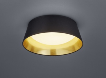 Immagine di Plafoniera Led Paralume Tessuto Nero e Oro Ponts Ø34 cm Trio Lighting