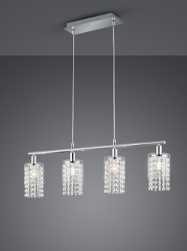 Immagine di Sospensione Bilanciere Posh Cromo 4 Paralumi Pendenti Vetro Trio Lighting