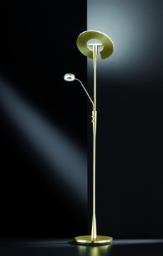 Immagine di Piantana Led Dimmer Con Luce Spot da Lettura Quebec Ottone Trio Lighting