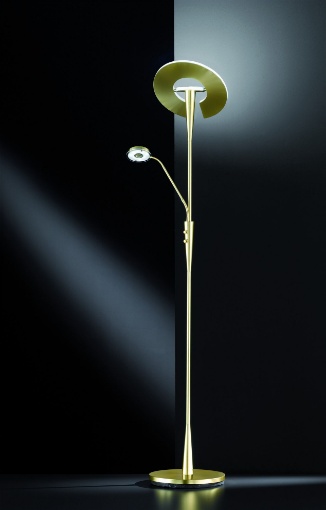 Immagine di Piantana Led Dimmer Con Luce Spot da Lettura Quebec Ottone Trio Lighting