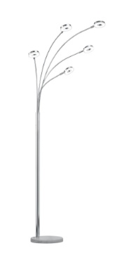 Immagine di Piantana Led Rennes Cromo 5 Anelli Led Orientabili Trio Lighting
