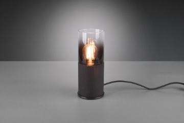 Immagine di Lumetto Cilindro Vintage Nero e Vetro Fumé E27 Robin Trio Lighting