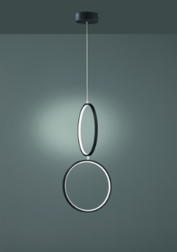 Immagine di Sospensione Moderna Rondo Nero 2 Cerchi Verticali Led Switch Dimmer Trio Lighting