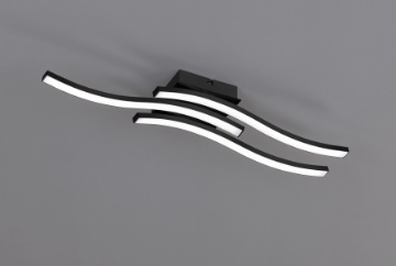 Immagine di Plafoniera Nera 3 Bacchette Led Ondulate 15w 3000k Route Trio