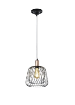 Immagine di Sospensione Sanna Paralume Gabbia Nera E27 Ø25 cm Trio Lighting