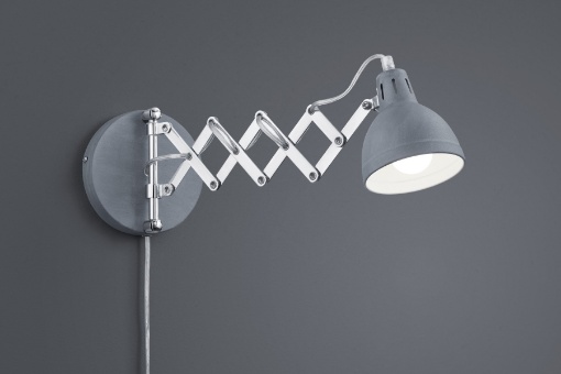 Immagine di Applique Idustrial Scissor Calcestruzzo Braccio Forbice Paralume Orientabile Trio Lighting