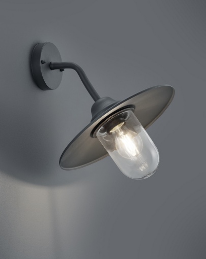 Immagine di Applique Veranda Brenta Antracite Diffusore Vetro IP44 Trio Lighting