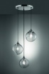 Immagine di Sospensione Clooney 3 Bocce Vetro Aperto Fumé Ø35 cm Trio Lighting