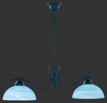 Immagine di Sospensione Bilanciere Rustica Country Ruggine 2 Paralumi Vetro Alabastro Trio Lighting