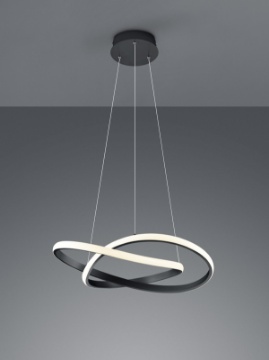 Immagine di Sospensione Moderna Course Antracite Nero Led Switch Dimmer Ø60 cm Trio Lighting