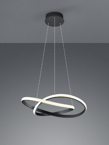Immagine di Sospensione Moderna Course Antracite Nero Led Switch Dimmer Ø60 cm Trio Lighting