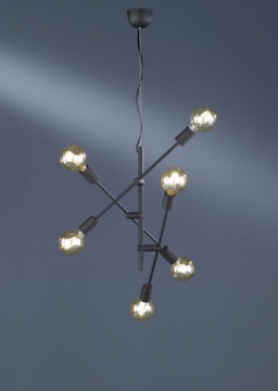 Immagine di Sospensione Vintage 6 Luci Orientabili Cross Nero Opaco Trio Lighting