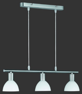 Immagine di Sospensione Moderna Bilanciere Dallas Nichel 3 Vetri Bianchi Trio Lighting