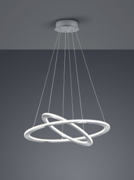 Immagine di Sospensione Led Switch Dimmer 2 Anelli Durban Nichel Ø60 cm Trio Lighting