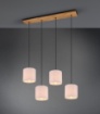 Immagine di Lampadario Binario Legno Elmau Con Paralumi Chiari Beige Per Tavolo Trio