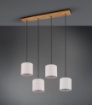 Immagine di Lampadario Binario Legno Elmau Con Paralumi Chiari Beige Per Tavolo Trio