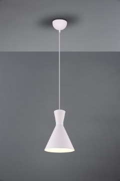 Immagine di Sospensione Singola Cono Bianco Metallo Enzo Led E27 Trio Lighting