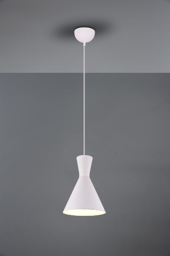 Immagine di Sospensione Singola Cono Bianco Metallo Enzo Led E27 Trio Lighting