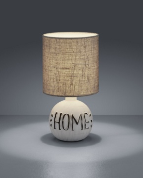 Immagine di Lampada Da Tavolo Esna Ceramica "HOME" E Paralume Cappuccino Ø16 cm Trio Lighting