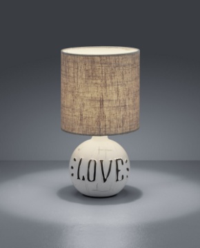 Immagine di Lampada Da Tavolo Esna Ceramica "LOVE" E Paralume Cappuccino Ø16 cm Trio Lighting