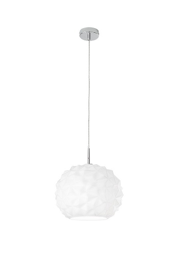 Immagine di Lampadario In Vetro Sfaccettato Bianco Lucido Meteora Perenz 6766 B 