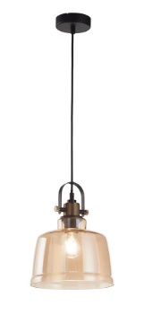 Immagine di Sospensione Vintage Paralume Campana Vetro Ambra Orientabile Perenz 6840 AM 