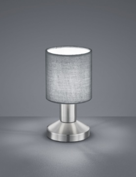 Immagine di Lumetto Garda Nichel con Paralume Tessuto Grigio Ø9 cm Trio Lighting