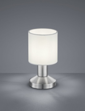 Immagine di Lumetto Cilindro Garda Struttura Nichel Paralume Tessuto Bianco Trio Lighting