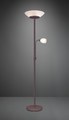 Immagine di Piantana Ruggine Con Vetro Bianco e Luce da Lettura Gerry Trio Lighting