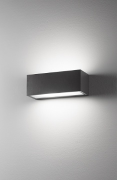 Immagine di Applique Squadrata Per Esterni 30 cm Biemissione E27 Step Grafite Perenz