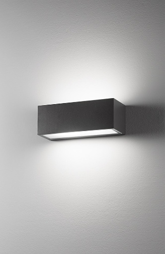 Immagine di Applique Squadrata Per Esterni 30 cm Biemissione E27 Step Grafite Perenz