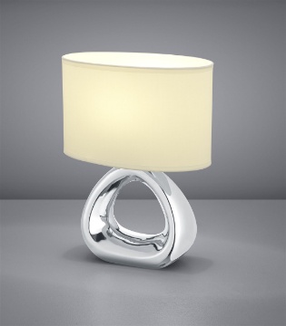 Immagine di Lampada Da Tavolo Gizeh Ceramica Argento Paralume Bianco L24 cm Trio Lighting