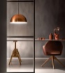 Immagine di Sospensione Cupola In Alluminio 50 cm Per Tavolo Bonella Gea Luce