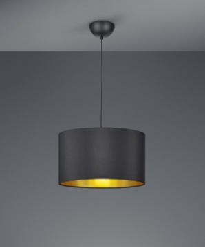 Immagine di Sospensione Singola Hostel Paralume Tessuto Nero Ø40 cm Trio Lighting