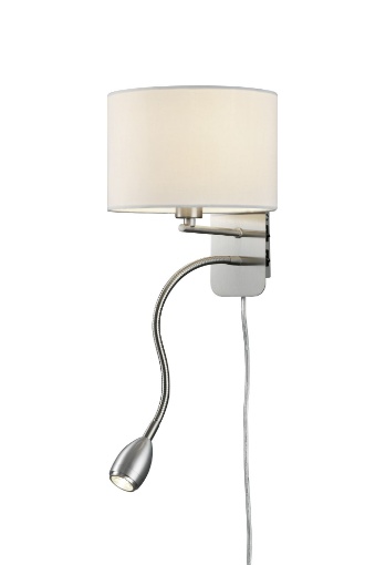 Hotel piantana grigia con lampada da lettura paralumi bianchi con  accensioni separate h. 170cm Trio lighting Moderno Nickel opac