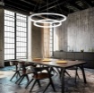 Immagine di Lampadario Soggiorno Doppio Anello Led 88w 3000k Dimmerabile Krizia Gea Luce