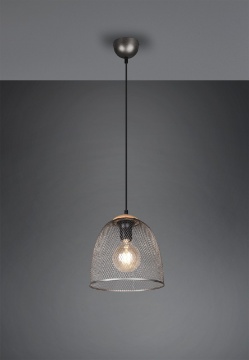 Immagine di Sospensione Ivar Nichel Anticato Paralume Reticolato Metallico Ø25 cm Trio Lighting