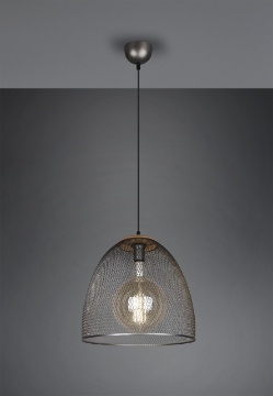 Immagine di Lampada a Sospensione Ivar Nichel Anticato Paralume Rete Metallica Ø40 cm Trio Lighting
