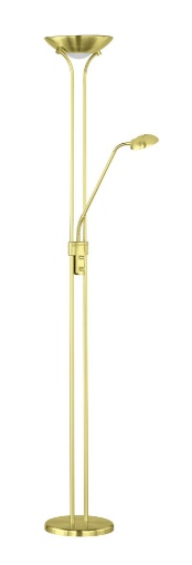 Immagine di Lampada da Terra Spock Ottone Led Dimmer Orientabile con Spot da Lettura Trio Lighting