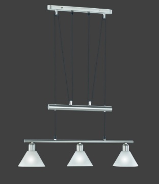 Immagine di Sospensione 3 Luci Saliscendi Cucina Stamina Nichel L66 cm Trio Lighting