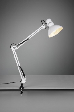 Immagine di Lampada da Scrivania 1xE27 Con Pinza Bianco Tajo Trio Lighting