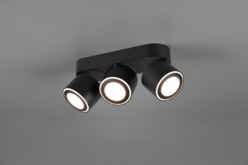 Immagine di Plafone 3 Spot Led Doppia Emissione L27 cm Taurus Nero Trio Lighting