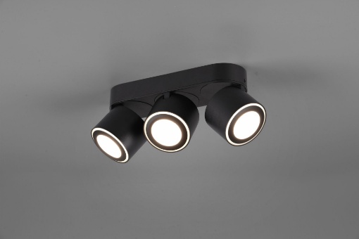 Immagine di Plafone 3 Spot Led Doppia Emissione L27 cm Taurus Nero Trio Lighting